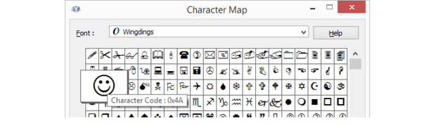 Wingdings char map 