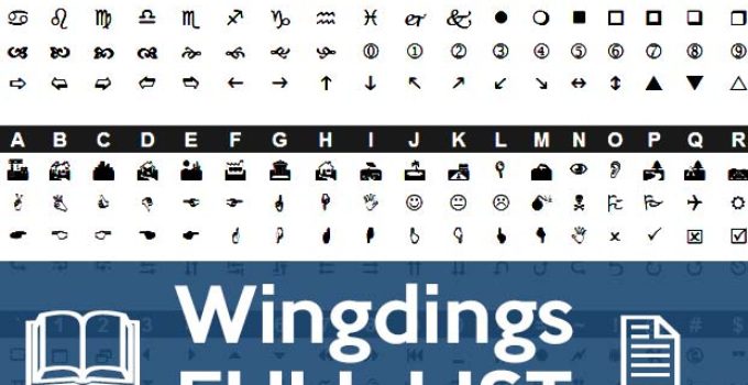 Wingdings Full List of Characters